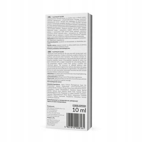 Apis Platinum Gloss krem pod oczy z platyną 10ml Apis Platinum Gloss krem pod oczy z platyną 10ml