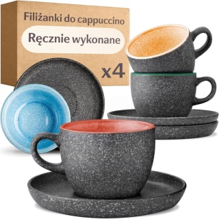 Filiżanki do Kawy 200 ml – Ceramiczny Zestaw 4 szt. Idealne na Prezent