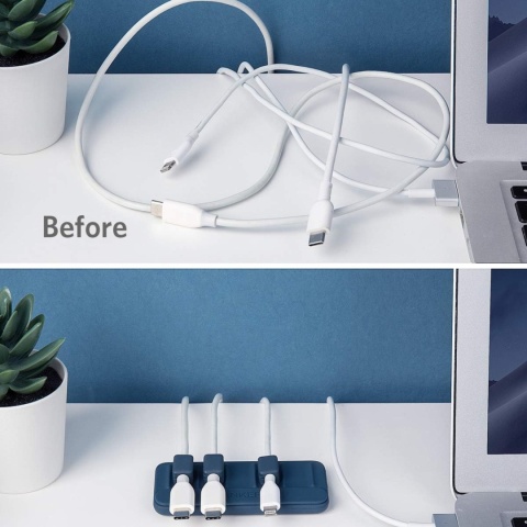 Organizer kabli magnetyczny uchwyt na przewody niebieski 5 klipsów
