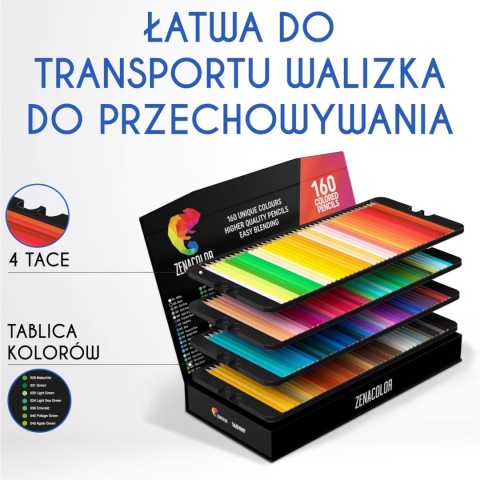 Kredki Kolorowe Zenacolor 160 Kolorów Zestaw Artystyczny
