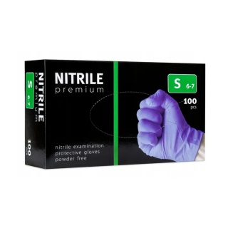 Rękawiczki nitrylowe bezpudrowe S fioletowe PREMIUM 100szt.