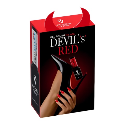 Victroia Vynn Zestaw Lakier hybrydowy 466 Devil`s Red + TopMy Gloss 2x8ml