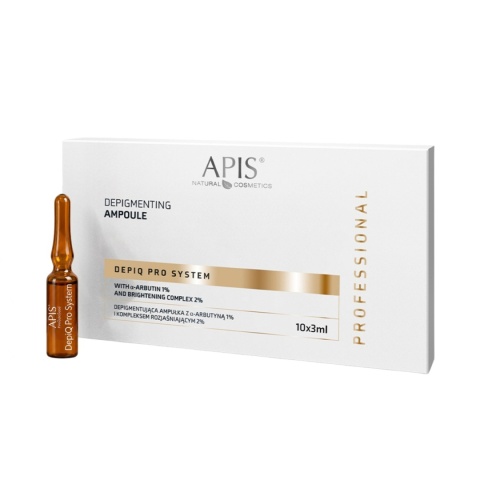 APIS Depiq Pro System - ampułka na przebarwienia z α-Arbutyną 1% i kompleksem rozjaśniającym 2% 3ml - opakowanie