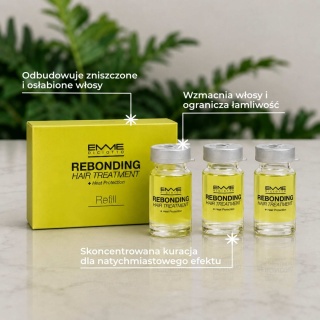 Emme Diciotto Rebonding Refill — kuracja regenerująca do włosów zniszczonych 3 ampułki